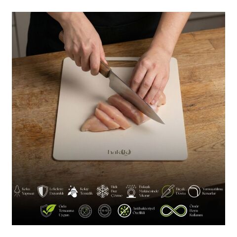 304 Antibakteriyel 1,5 Mm Kalınlığında Çelik Kesme Tahtası 28x38 Cm