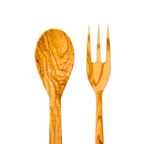 Personalized Olive Fork and Spoon Set, 2 Pieces, 30 cm