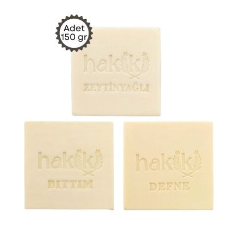 Natural Bıttım, Laurel and Olive Oil Soap Set 3x150 Gr | Premium Care with Edible Olive Oil
