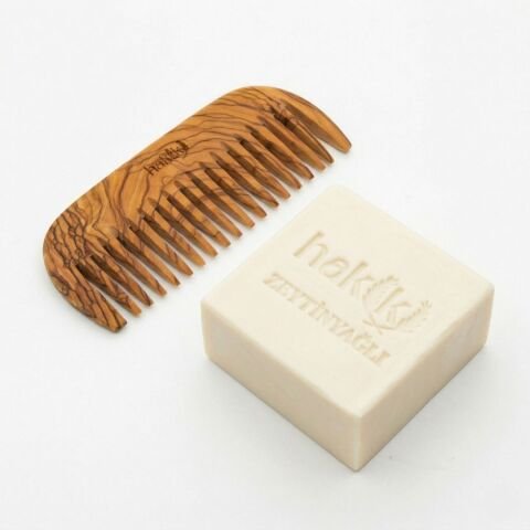 Zeytin Geniş Dişli Tarak & Zeytinyağı Sabunu Seti | %100 Yemeklik Zeytinyağı ile Doğal Saç ve Cilt Bakımı