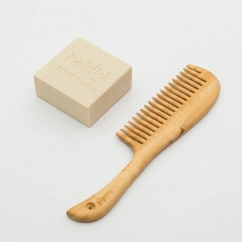 Saplı Şimşir Tarak & Zeytinyağı Sabunu Seti | %100 Yemeklik Zeytinyağı ile Doğal Saç ve Cilt Bakımı