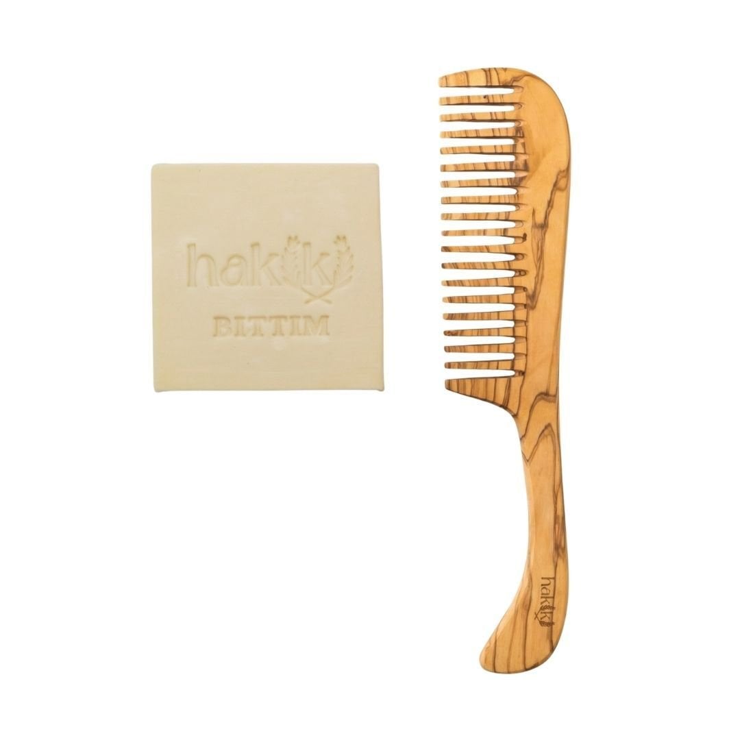 Zeytin Saplı Tarak & Bıttım Sabunu Seti | Bıttım ve Yemeklik Zeytinyağı ile Doğal Saç ve Cilt Bakımı