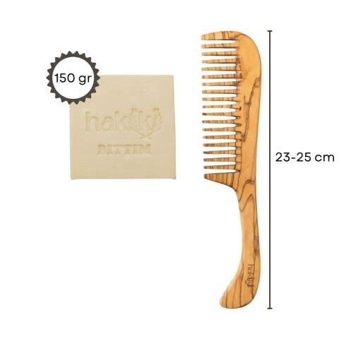 Zeytin Saplı Tarak & Bıttım Sabunu Seti | Bıttım ve Yemeklik Zeytinyağı ile Doğal Saç ve Cilt Bakımı