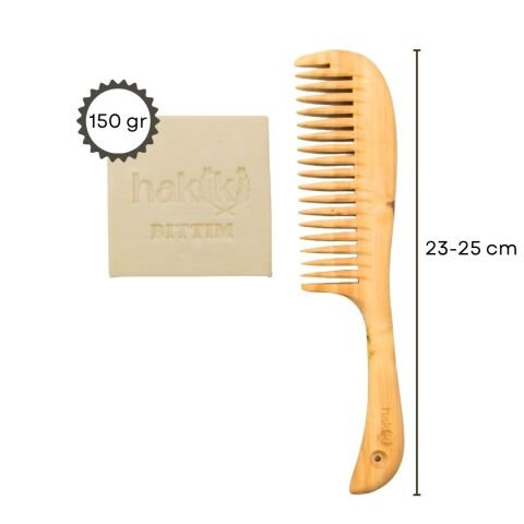 Saplı Şimşir Tarak & Bıttım Sabunu Seti | Bıttım ve Yemeklik Zeytinyağı ile Doğal Saç ve Cilt Bakımı