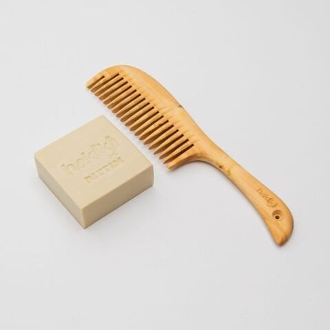 Saplı Şimşir Tarak & Bıttım Sabunu Seti | Bıttım ve Yemeklik Zeytinyağı ile Doğal Saç ve Cilt Bakımı