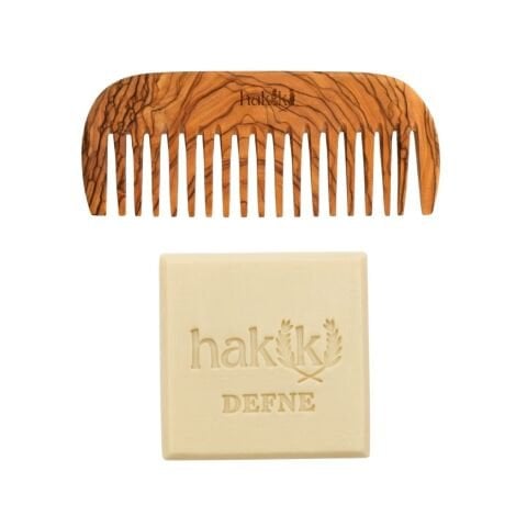 Zeytin Geniş Dişli Tarak & Defne Sabunu Seti | Defne ve Yemeklik Zeytinyağı ile Doğal Saç ve Cilt Bakımı