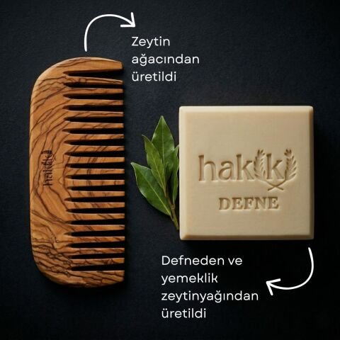 Zeytin Geniş Dişli Tarak & Defne Sabunu Seti | Defne ve Yemeklik Zeytinyağı ile Doğal Saç ve Cilt Bakımı