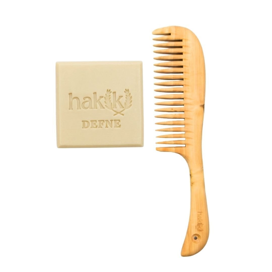 Saplı Şimşir Tarak & Defne Sabunu Seti | Defne ve Yemeklik Zeytinyağı ile Doğal Saç ve Cilt Bakımı