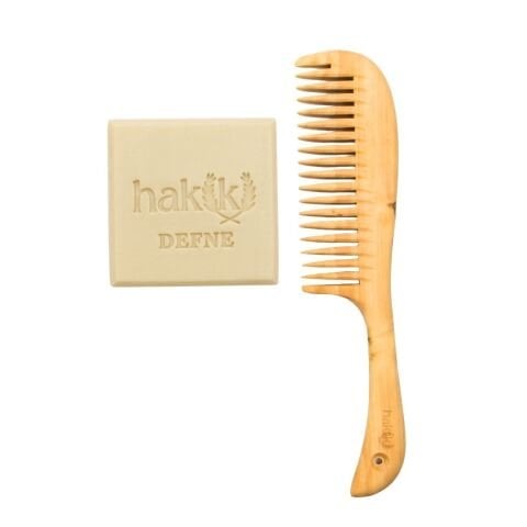 Saplı Şimşir Tarak & Defne Sabunu Seti | Defne ve Yemeklik Zeytinyağı ile Doğal Saç ve Cilt Bakımı