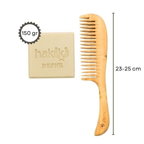 Saplı Şimşir Tarak & Defne Sabunu Seti | Defne ve Yemeklik Zeytinyağı ile Doğal Saç ve Cilt Bakımı