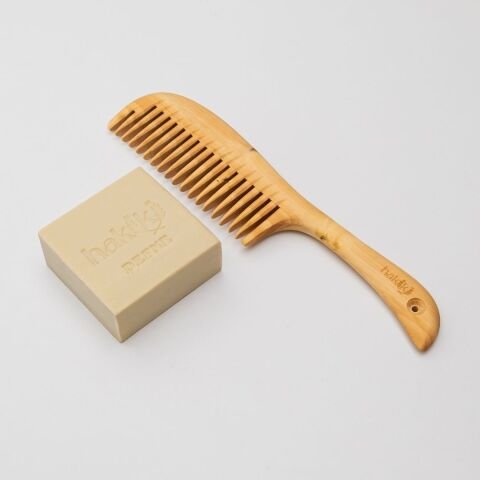 Saplı Şimşir Tarak & Defne Sabunu Seti | Defne ve Yemeklik Zeytinyağı ile Doğal Saç ve Cilt Bakımı