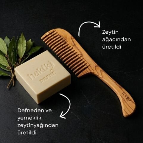 Zeytin Saplı Tarak & Defne Sabunu Seti | Defne ve Yemeklik Zeytinyağı ile Doğal Saç ve Cilt Bakımı