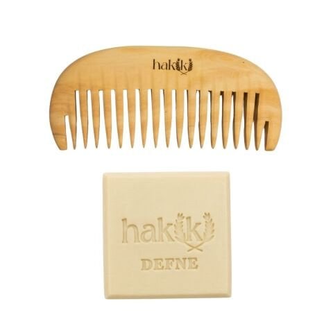 Geniş Dişli Şimşir Tarak & Defne Sabunu Seti | Defne ve Yemeklik Zeytinyağı ile Doğal Saç ve Cilt Bakımı