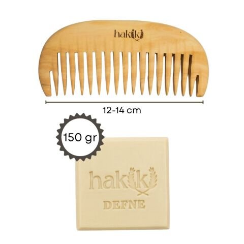 Geniş Dişli Şimşir Tarak & Defne Sabunu Seti | Defne ve Yemeklik Zeytinyağı ile Doğal Saç ve Cilt Bakımı