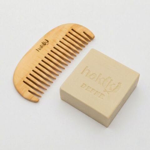 Geniş Dişli Şimşir Tarak & Defne Sabunu Seti | Defne ve Yemeklik Zeytinyağı ile Doğal Saç ve Cilt Bakımı