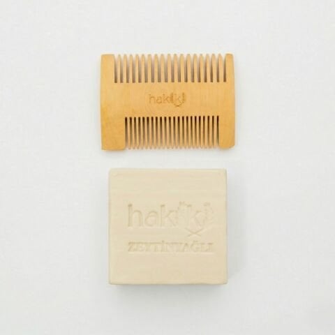 Çift Taraflı Şimşir Tarak & Zeytinyağı Sabunu Seti | %100 Yemeklik Zeytinyağı ile Doğal Saç ve Cilt Bakımı