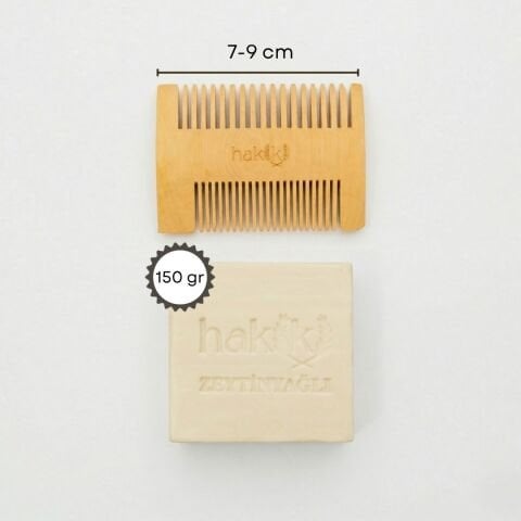 Çift Taraflı Şimşir Tarak & Zeytinyağı Sabunu Seti | %100 Yemeklik Zeytinyağı ile Doğal Saç ve Cilt Bakımı