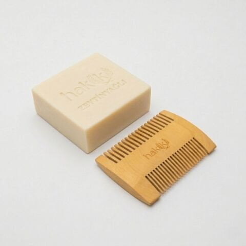 Çift Taraflı Şimşir Tarak & Zeytinyağı Sabunu Seti | %100 Yemeklik Zeytinyağı ile Doğal Saç ve Cilt Bakımı