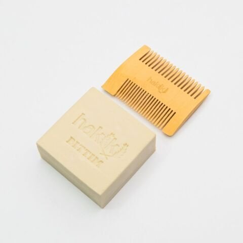 Çift Taraflı Şimşir Tarak & Bıttım Sabunu Seti | Bıttım ve Yemeklik Zeytinyağı ile Doğal Saç ve Cilt Bakımı