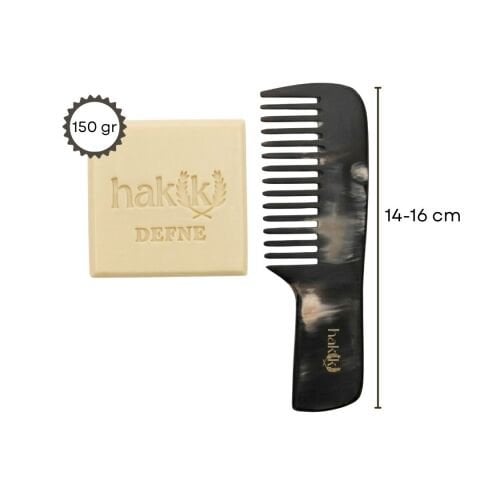 Saplı Kemik Tarak & Defne Sabunu Seti | Defne ve Yemeklik Zeytinyağı ile Doğal Saç ve Cilt Bakımı