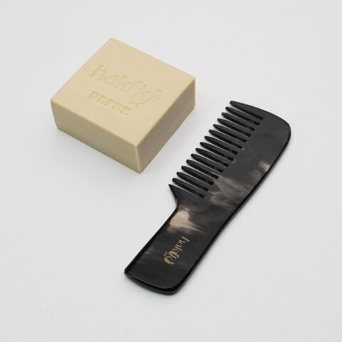 Saplı Kemik Tarak & Defne Sabunu Seti | Defne ve Yemeklik Zeytinyağı ile Doğal Saç ve Cilt Bakımı