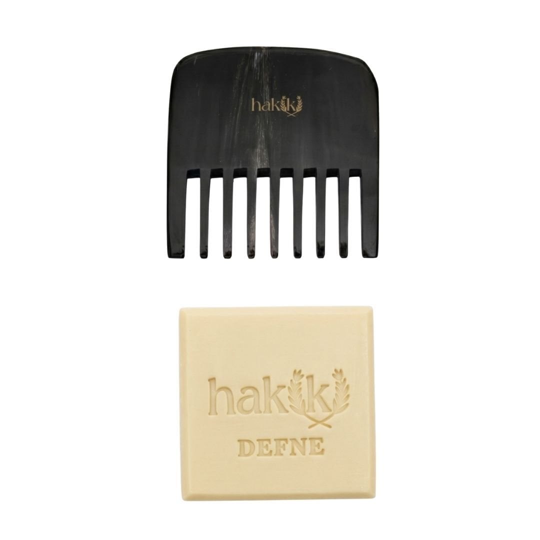 Perma Kemik Tarak & Defne Sabunu Seti | Defne ve Yemeklik Zeytinyağı ile Doğal Saç ve Cilt Bakımı