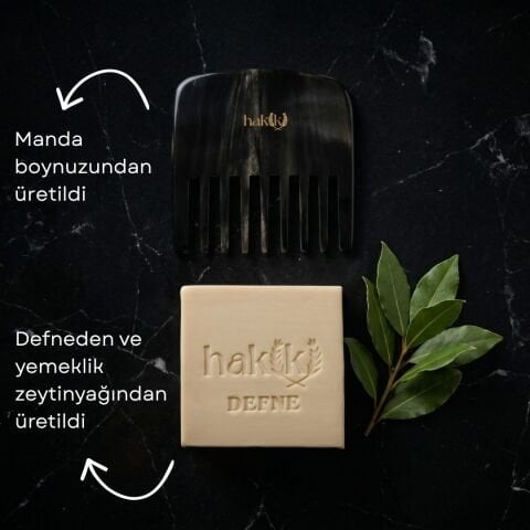 Perma Kemik Tarak & Defne Sabunu Seti | Defne ve Yemeklik Zeytinyağı ile Doğal Saç ve Cilt Bakımı