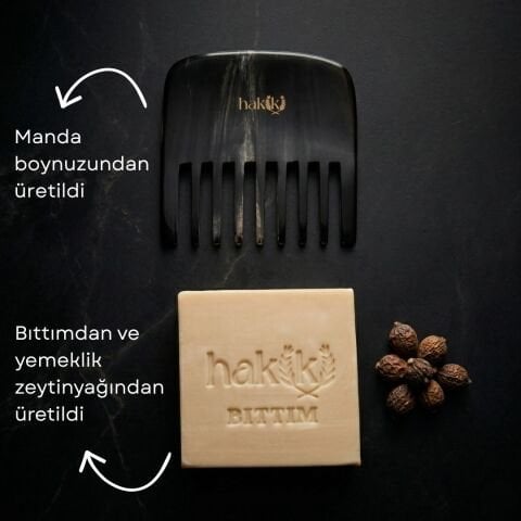Perma Kemik Tarak & Bıttım Sabunu Seti | Bıttım ve Yemeklik Zeytinyağı ile Doğal Saç ve Cilt Bakımı