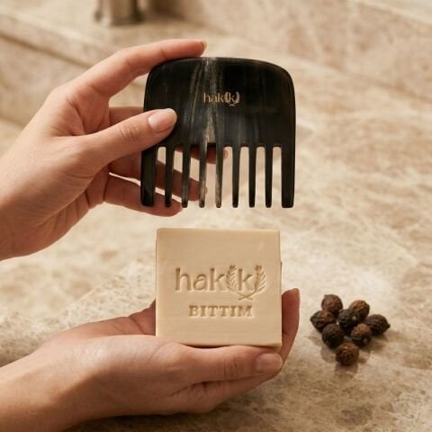 Perma Kemik Tarak & Bıttım Sabunu Seti | Bıttım ve Yemeklik Zeytinyağı ile Doğal Saç ve Cilt Bakımı