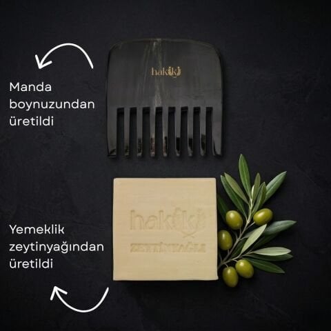 Perma Kemik Tarak & Zeytinyağı Sabunu Seti | %100 Yemeklik Zeytinyağı ile Doğal Saç ve Cilt Bakımı