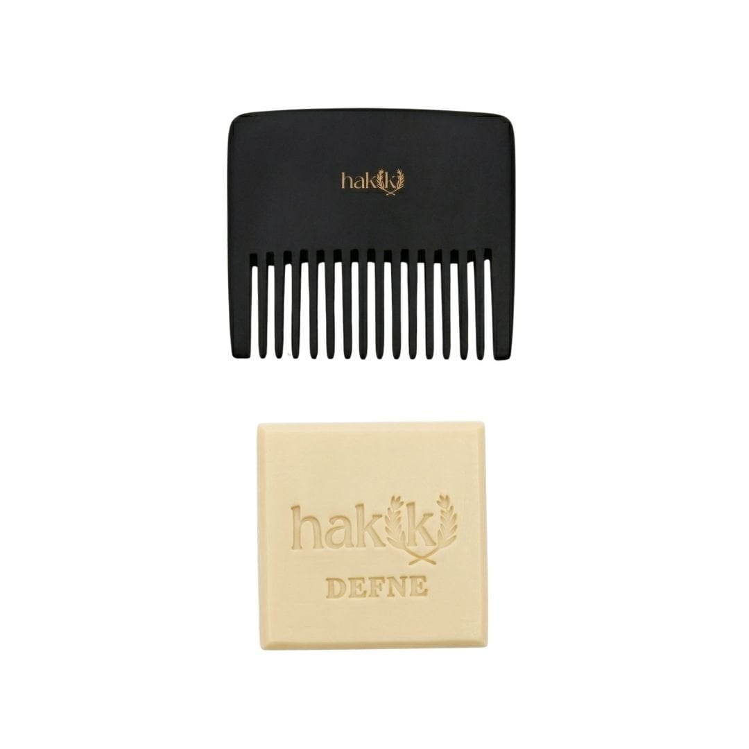 Geniş Dişli Kemik Tarak & Defne Sabunu Seti | Defne ve Yemeklik Zeytinyağı ile Doğal Saç ve Cilt Bakımı