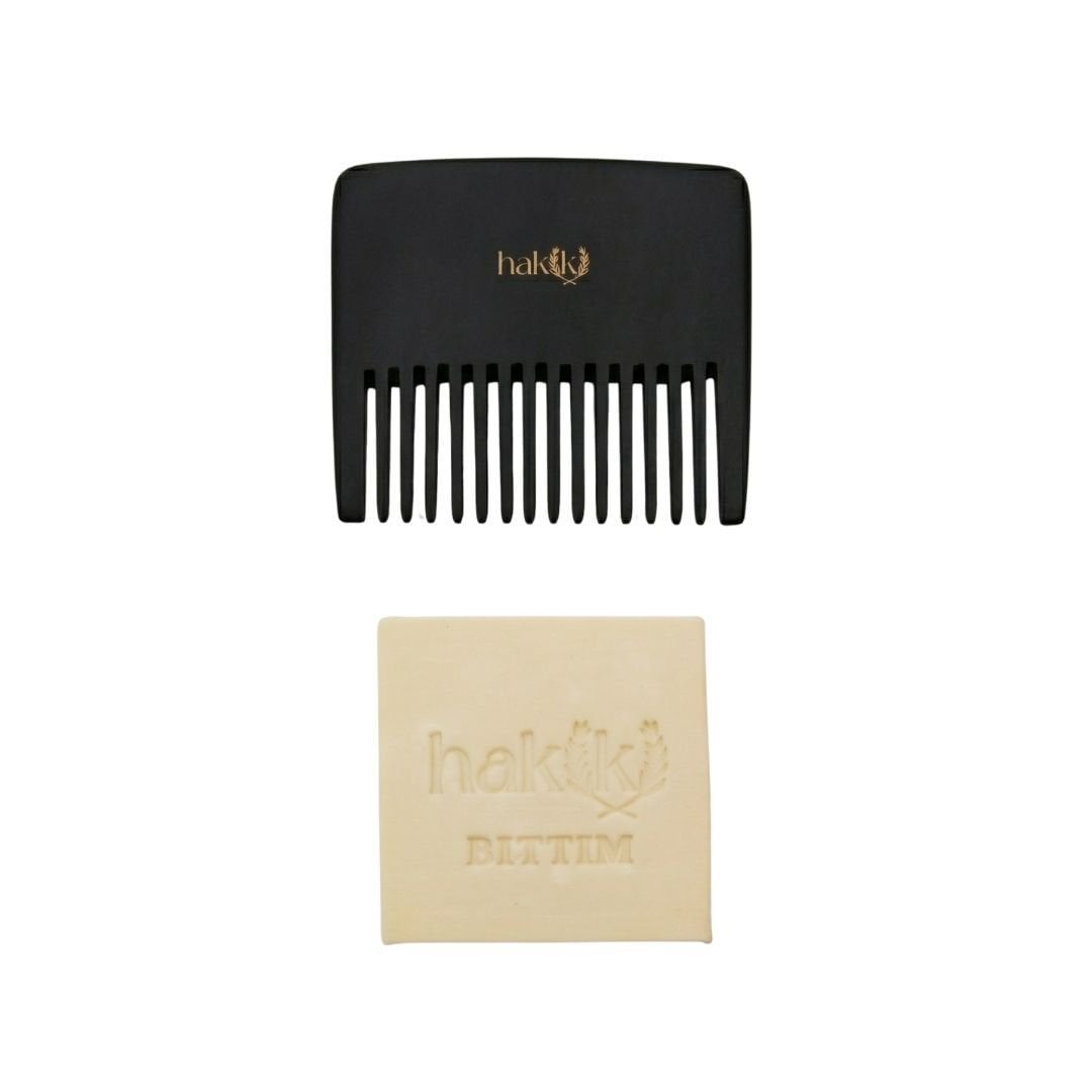 Geniş Dişli Kemik Tarak & Bıttım Sabunu Seti | Bıttım ve Yemeklik Zeytinyağı ile Doğal Saç ve Cilt Bakımı