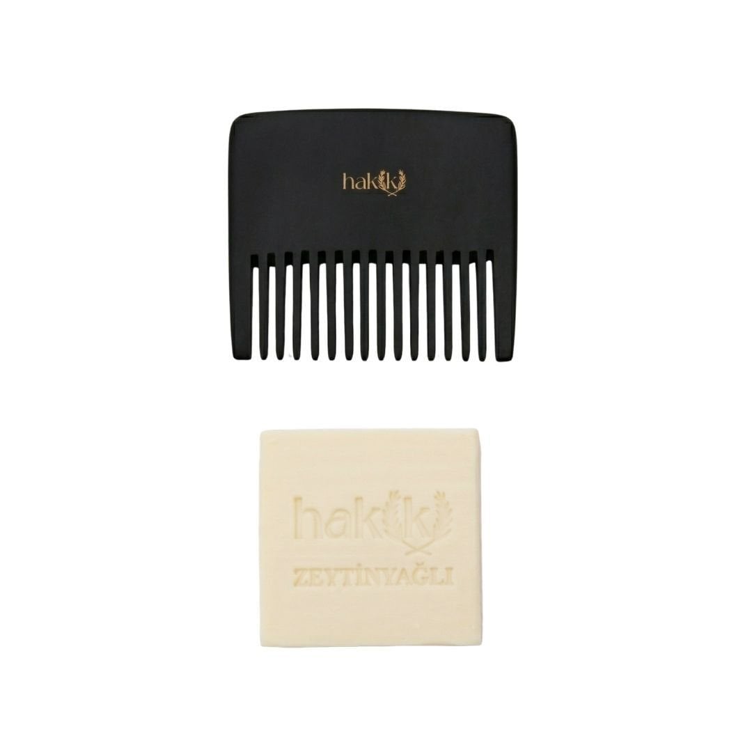 Geniş Dişli Kemik Tarak & Zeytinyağlı Sabun Seti | %100 Yemeklik Zeytinyağı ile Doğal Saç ve Cilt Bakımı