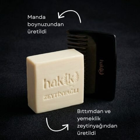 Geniş Dişli Kemik Tarak & Zeytinyağlı Sabun Seti | %100 Yemeklik Zeytinyağı ile Doğal Saç ve Cilt Bakımı
