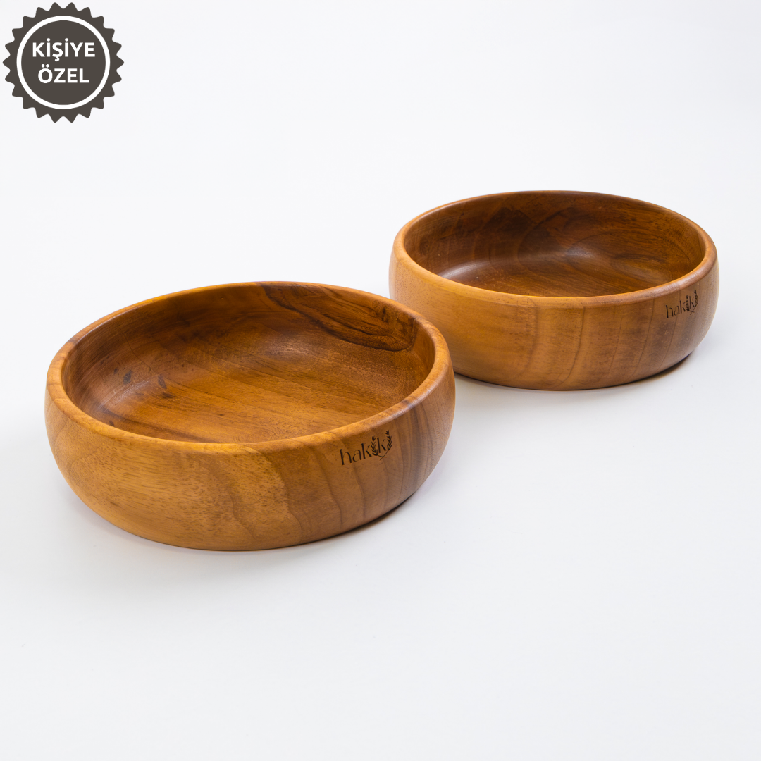 Ceviz Ağacı Kase 2’li Set El Yapımı Doğal Ahşap 15 Cm