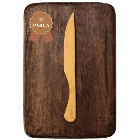 Şimşir Bıçak Seti 18 Cm 12 Parça | Doğal Ahşap El Yapımı