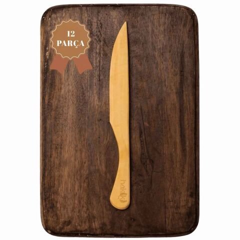 Şimşir Bıçak Seti 18 Cm 12 Parça | Doğal Ahşap El Yapımı