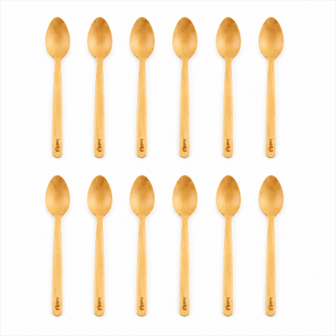 Boxwood Spoon Set 20 cm 12 Pieces | Handmade from Natural Wood
