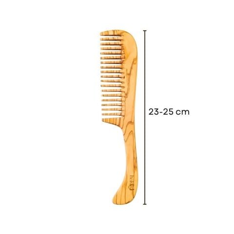 Kişiye Özel Saplı Şimşir ve Zeytin Tarak Seti 23 Cm | Doğal El Yapımı