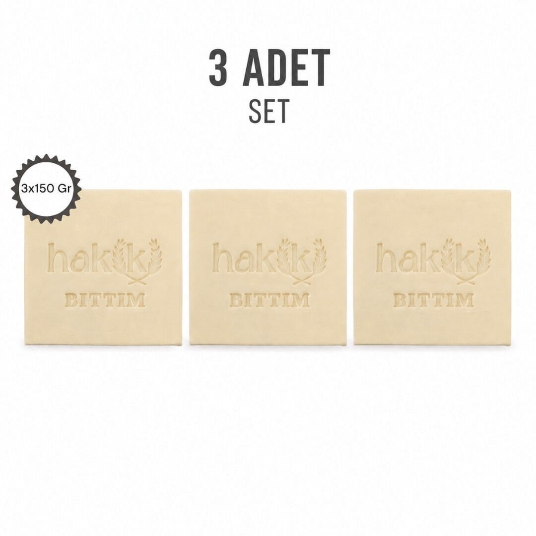 3 Adet Doğal Bıttım Sabunu 150 Gr | %100 Yemeklik Zeytinyağı ile Yoğun Saç ve Cilt Bakımı