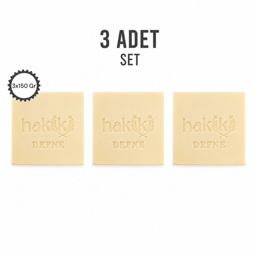 3 Adet Doğal Defne Sabunu 150 g | Yemeklik Zeytinyağı ve Defne Yağı ile Arındırıcı Saç ve Cilt Bakımı