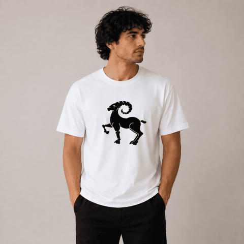 Kastamonu Block Printed Aries Zodiac Sign Unisex Oversize T-Shirt