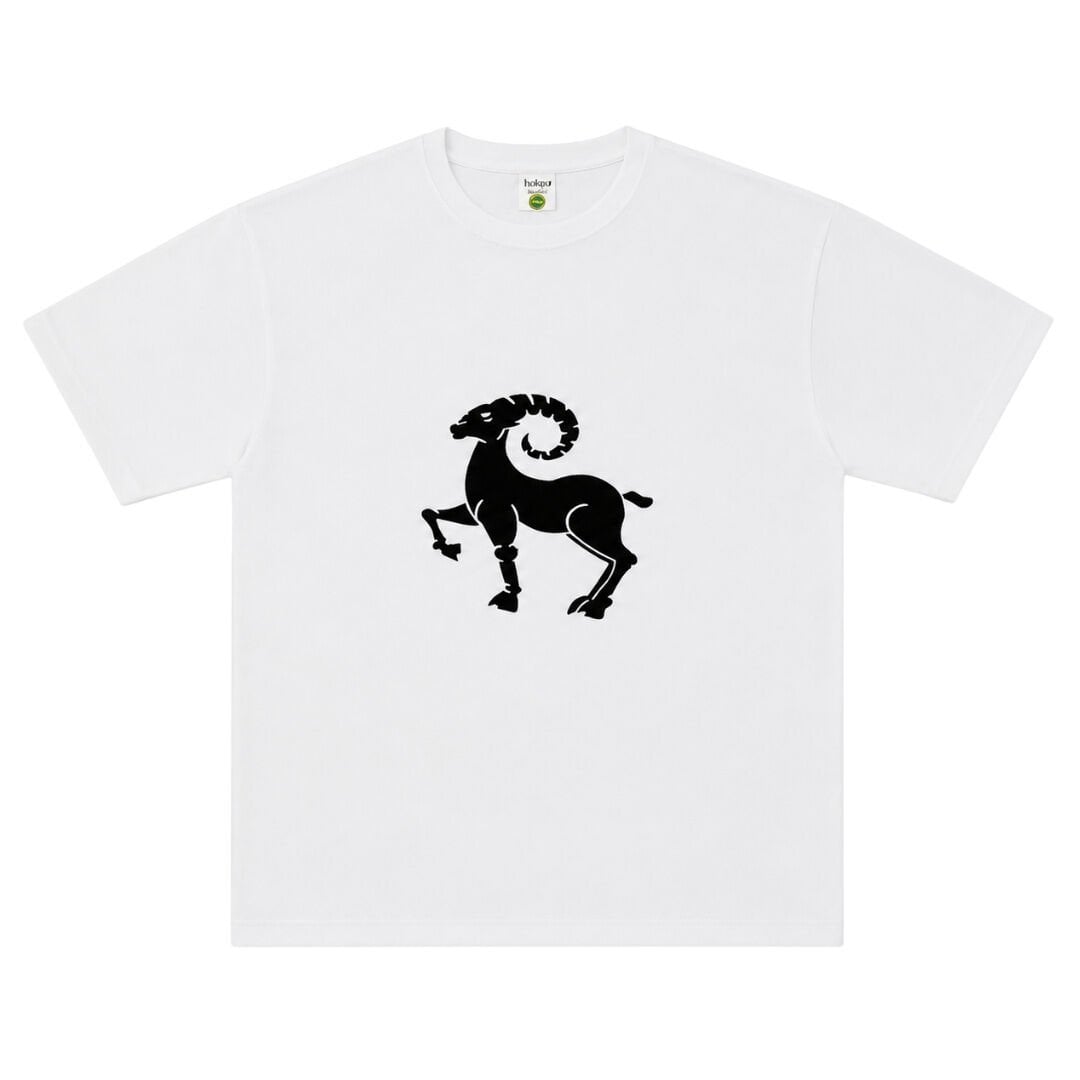 Kastamonu Block Printed Aries Zodiac Sign Unisex Oversize T-Shirt