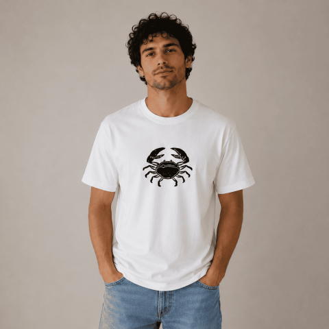 Kastamonu Block Printed Cancer Zodiac Sign Unisex Oversize T-Shirt