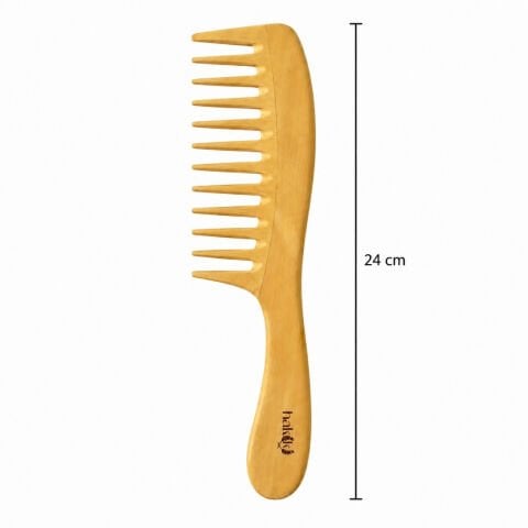 Doğal Geniş Dişli Saplı Şimşir Tarak 24 Cm – Ultra Pürüzsüz Yüzey