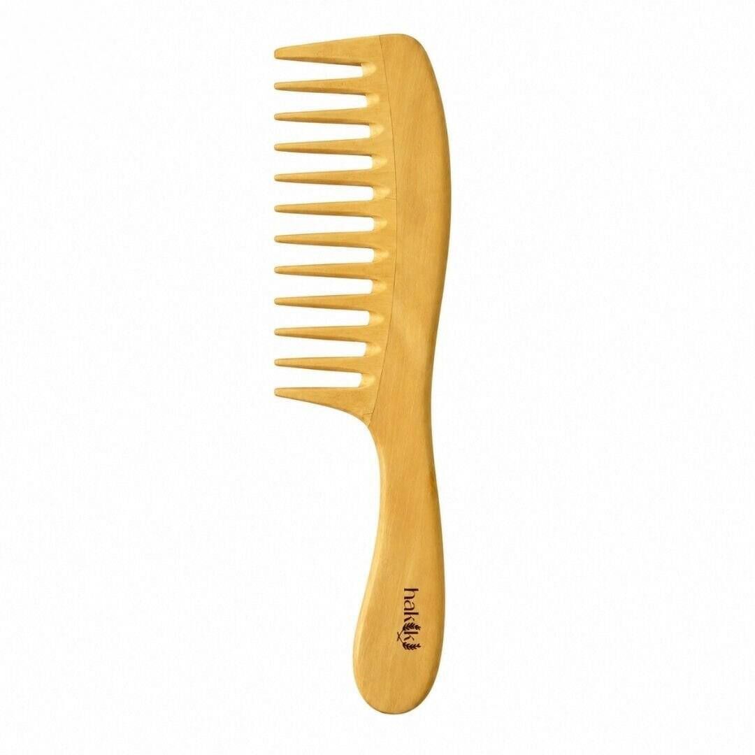 Doğal Geniş Dişli Saplı Şimşir Tarak 24 Cm – Ultra Pürüzsüz Yüzey
