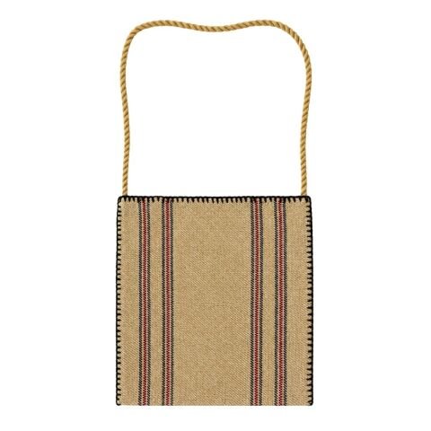 Karacakılavuz Dimi Dokuması Koç Boynuzu Motifli Bej Büyük Çanta 35x30 Cm