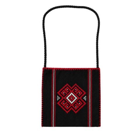 Karacakılavuz Dimi Weave Ram's Horn Motifed Black Bag 25 x 26 Cm