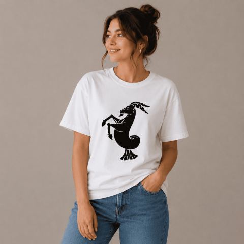Kastamonu Block Print Capricorn Unisex Oversize T-Shirt