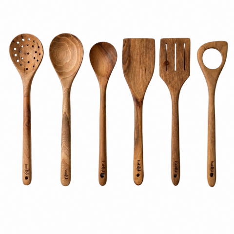 6 Parça El Yapımı Ceviz Kaşık ve Spatula Mutfak Seti